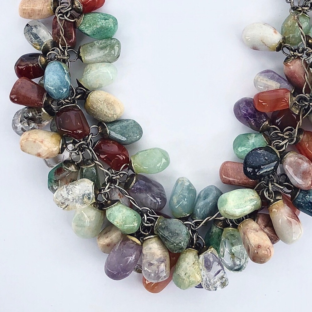 Multicolored Real Stone Beaded Necklace - Picture 8 of 10